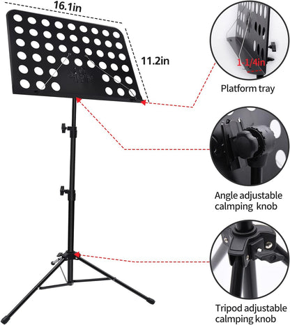 1/2/3 Pack Sheet Music Stand, Adjustable Music Stand with Carrying Bag, Professional Music Book Holder Music Sheet Clip Holder for Guitar, Ukulele, Violin Players(Standard Version, 1 Pack)