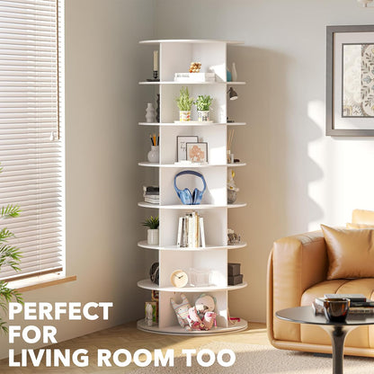 7 Tier Rotating Shoe Rack Tower, Spinning Shoe Display Lazy Susan, Revolving 360 Shoe Rack Storage round Carousel, Vertical Handbag Rotate Shoes Closet Organization (7-Tier White)