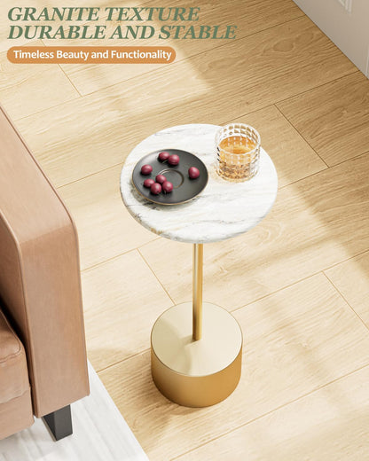 Gold Drink Table Pedestal, round Side Table, Drink Tables for Small Spaces, Pedestal End Table, Small Pedestal Table
