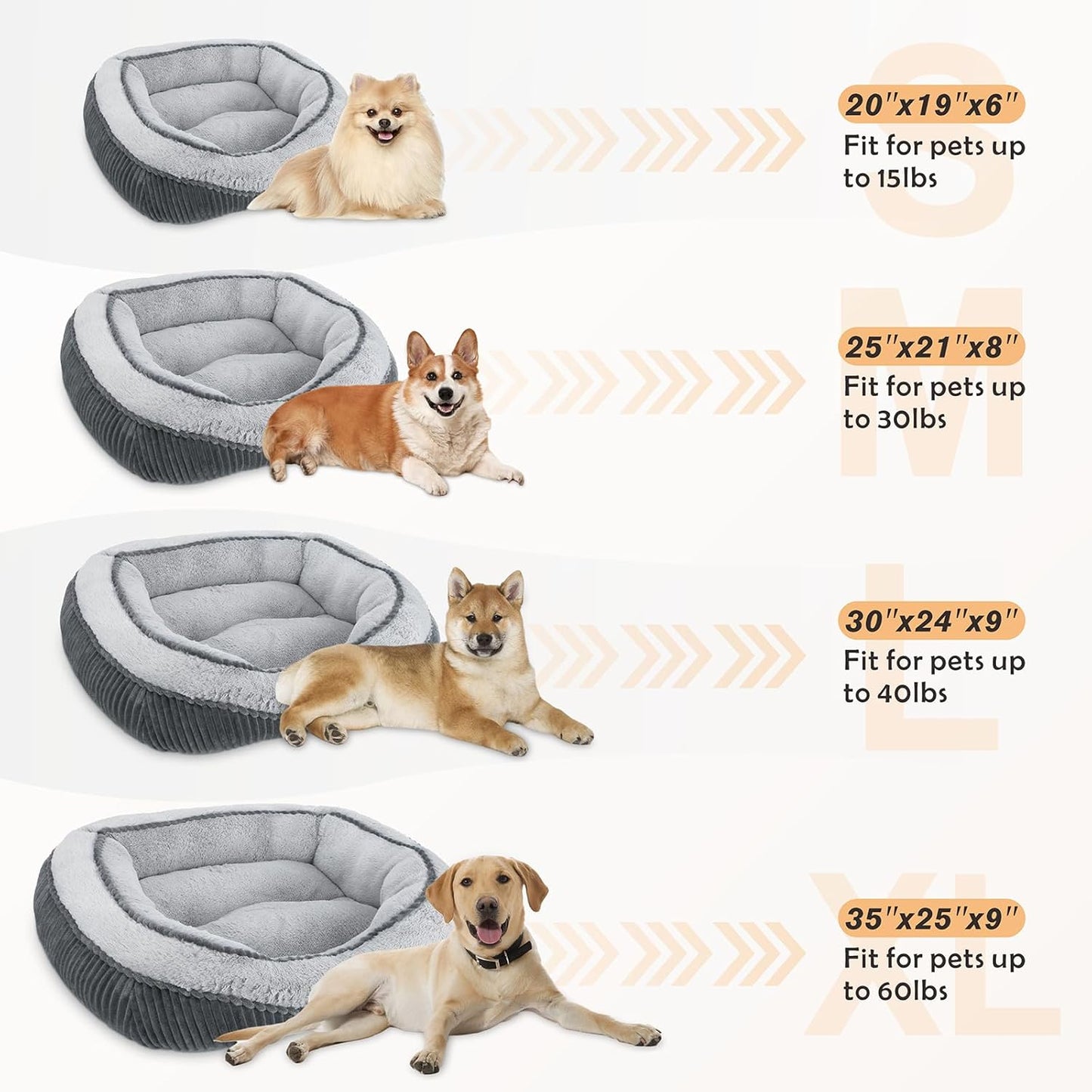 Dog Beds for Small Medium Large Dogs & Cats. Washable Pet Bed, Orthopedic Dog Sofa Bed, Luxury Wide Side Fancy Design, Soft Calming Sleeping Warming Puppy Bed, Anti-Slip Bottom