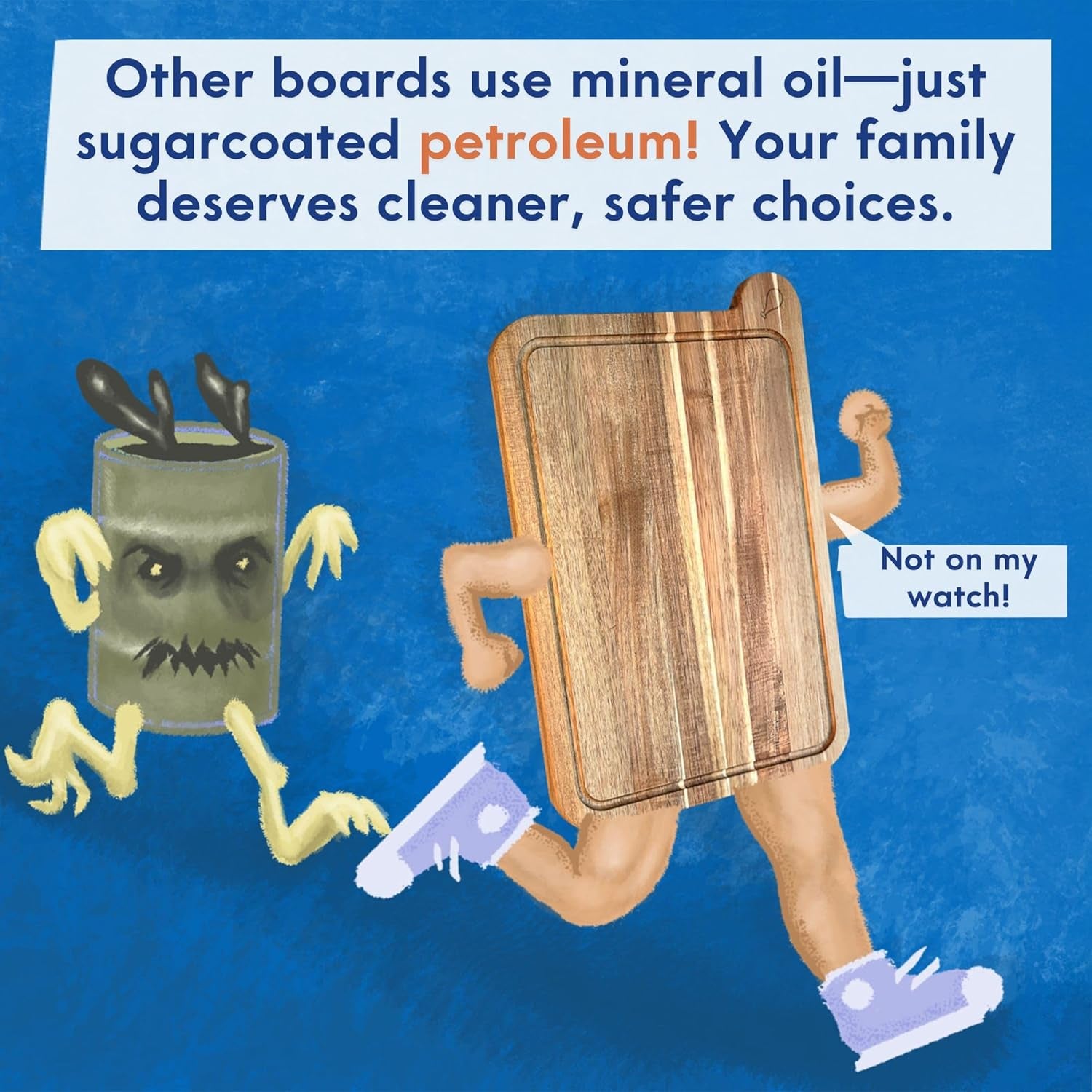 Non Toxic Cutting Boards - Cutting Board Set Free of Mineral Oil, Made of FSC Acacia Wood - Cutting Boards for Kitchen - Includes 3 Chopping Boards. by