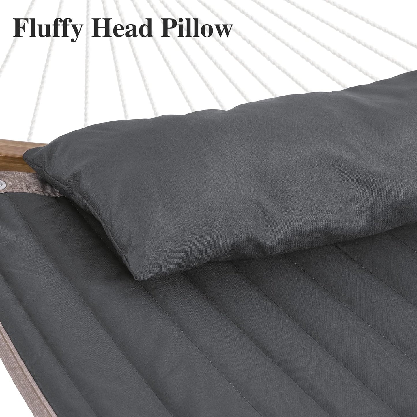 Double Hammock with Curved Spreader Bar, Hammock with Stand Included 2 Person, Patent Pending, Dark Gray