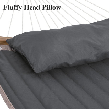 Double Hammock with Curved Spreader Bar, Hammock with Stand Included 2 Person, Patent Pending, Dark Gray