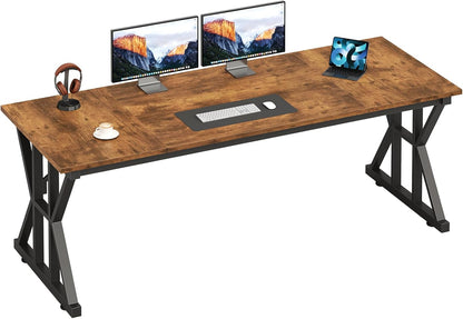 63-Inch Executive Desk, Large Office Desk with Thicken Frame, Computer Desk Modern Simple Desk for Home Office, Rustic Brown