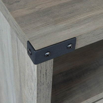 Nightstand, Farmhouse Bedside Table with Cabinet and Shelves, 18 X 18 X 24 Inches, Washed Oak