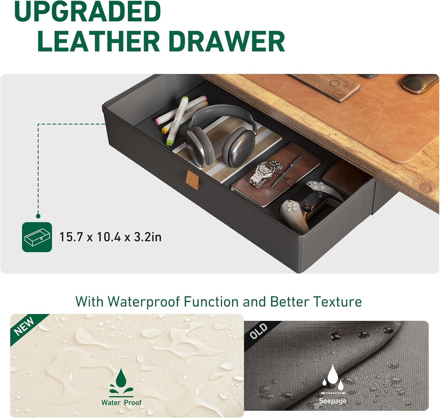 55 X 24 Inches Standing Desk with Drawer, Adjustable Height Electric Stand up Desk with Storage, Sit Stand Home Office Desk, Ergonomic Computer Desk, Rustic Brown Top