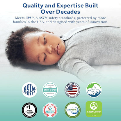 Butterfly Knit Breathable Crib Mattress, GREENGUARD GOLD Certified, Made in USA, Premium Foam, Washable Easy to Clean Cover, Toddler Bed Fit, Safety & Quality Tested, 52X28"