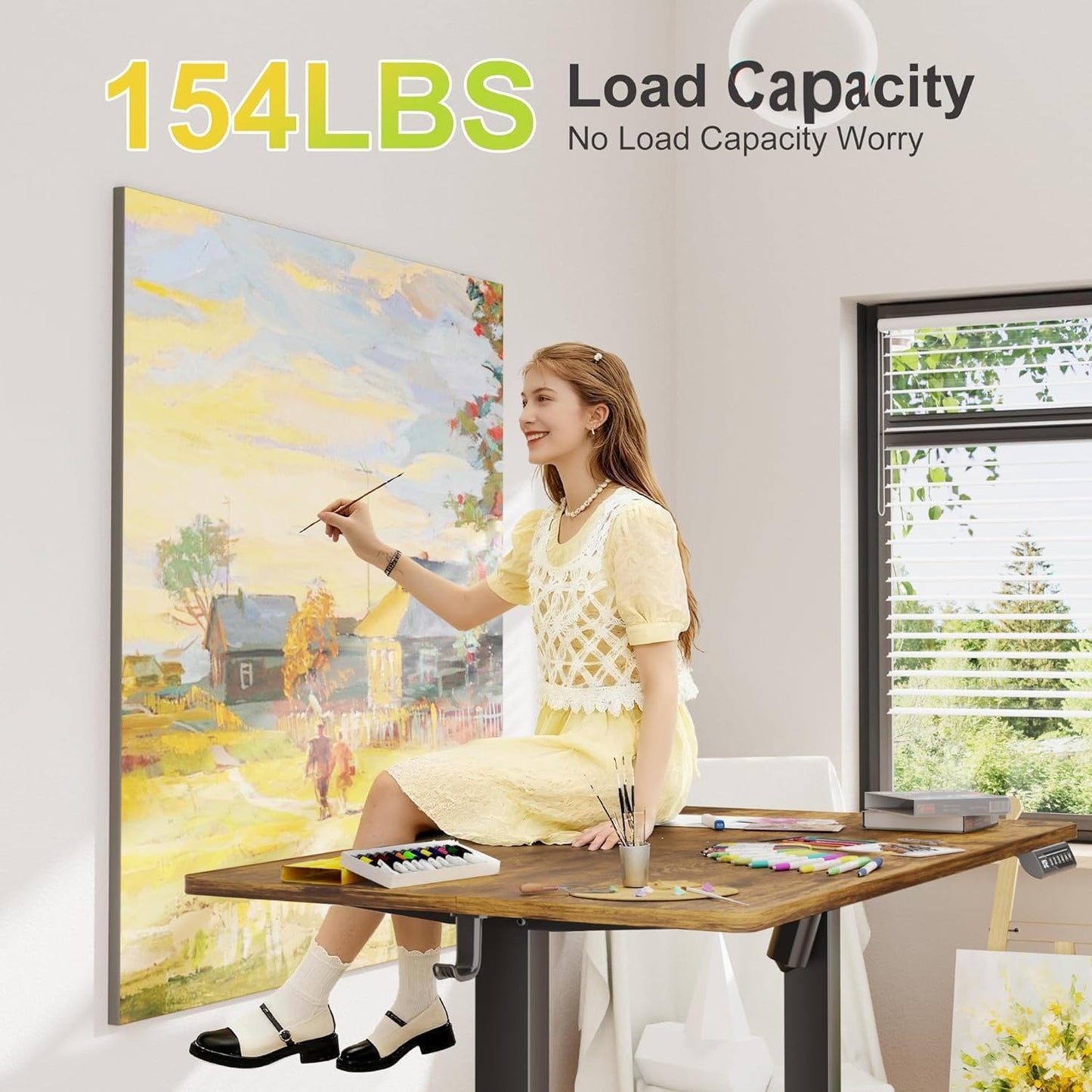 Electric Standing Desk, 45 X 24 Inches Sit Stand up Desk, Sit Stand Height Adjustable Home Office Desk with 4 Height Position Memory - with Splice Board (Rustic Brown, 48)