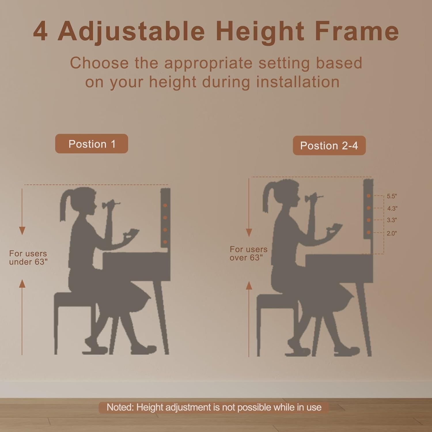 Solid Wood Vanity Desk with Mirror and Lights,Adjustable Height and Brightness, Makeup Vanity with 3 Drawers,Semi-Assembled,Dressing Table for Bedroom and Living Room (Walnut)