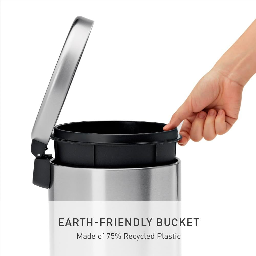 4.5 Liter / 1.2 Gallon round Bathroom Step Trash Can, Brushed Stainless Steel