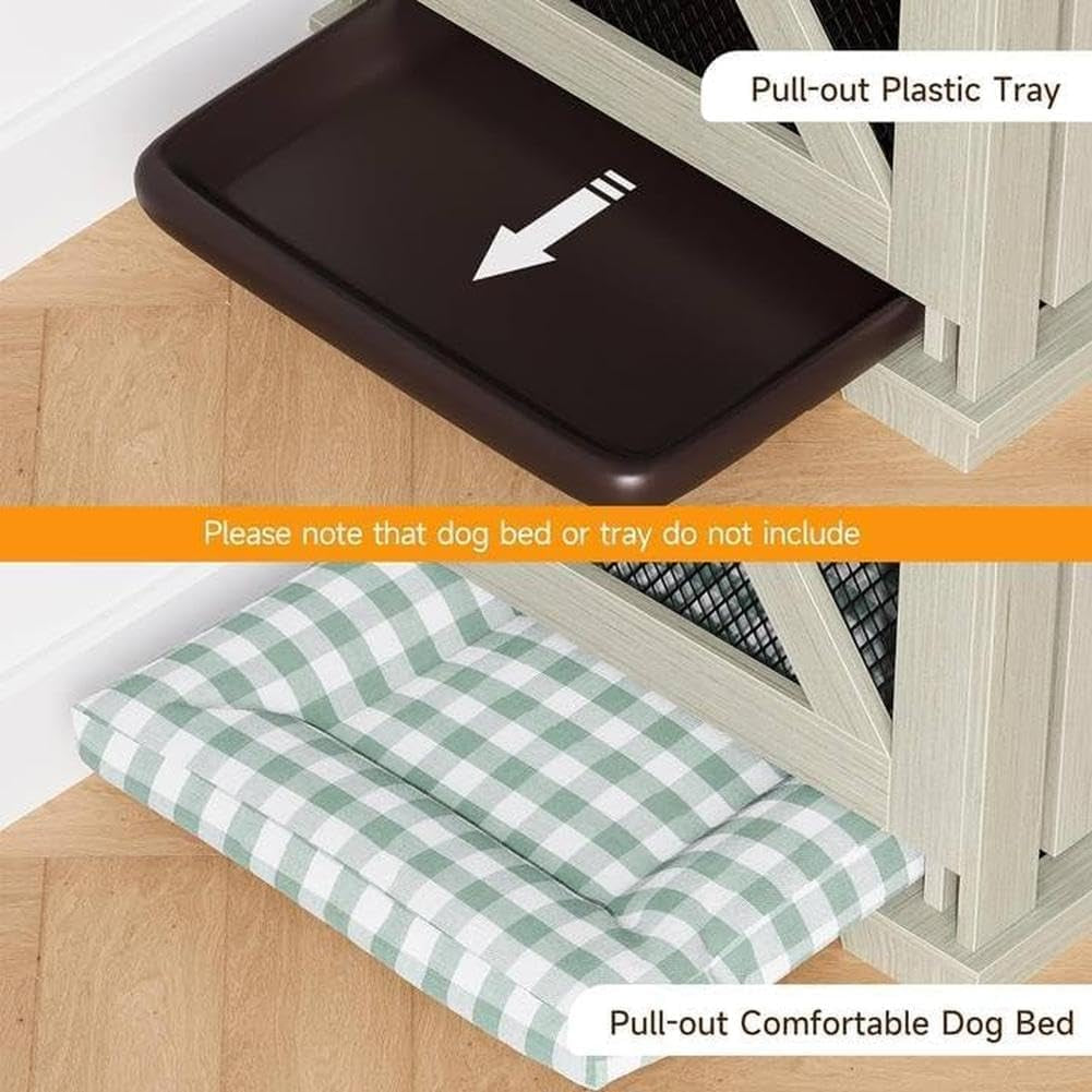 Dog Crate Furniture for 2 Dogs–37”L X 25.6”W X 28.3”H Dog Kennel Furniture,37” Large Heavy Duty Puppy Training Cage for Dogs up to 70 Lbs, Lift-Top Design and Adjustable, Removable Partitions