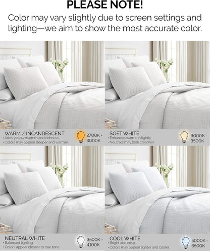 King Quilt Bedding Set with Shams, Coverlet Quilt King Size Bedspread, Luxury Bedding, Bed Spread for Kings/California Kings, Lightweight Quilted Coverlet, White Quilts
