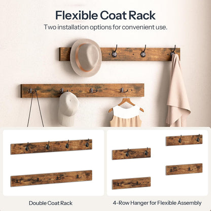 Hall Tree with Bench, Shoe Rack with Coat Rack, Entryway Bench with Coat Rack, Coat Rack with Shoe Storage, with 2 Oxford Fabric Shelves, Mud Room, Industrial, Rustic Brown and Black BF77MT01