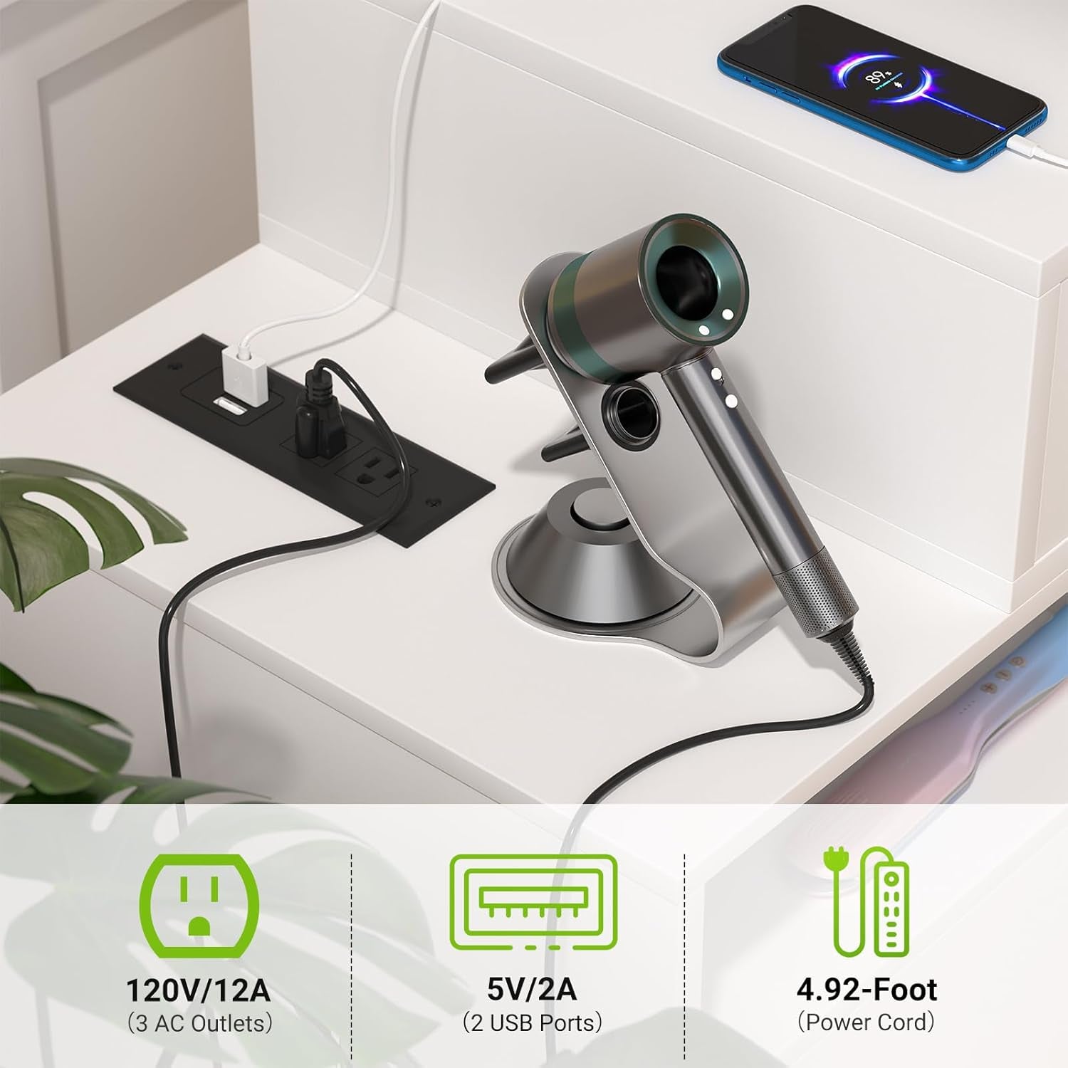 Vanity Desk, Small Vanity Desk with Power Outlet, Makeup Desk with Drawers and Cabinets, Vanity Set with Storage Shelves for Bedroom, No Mirror, White