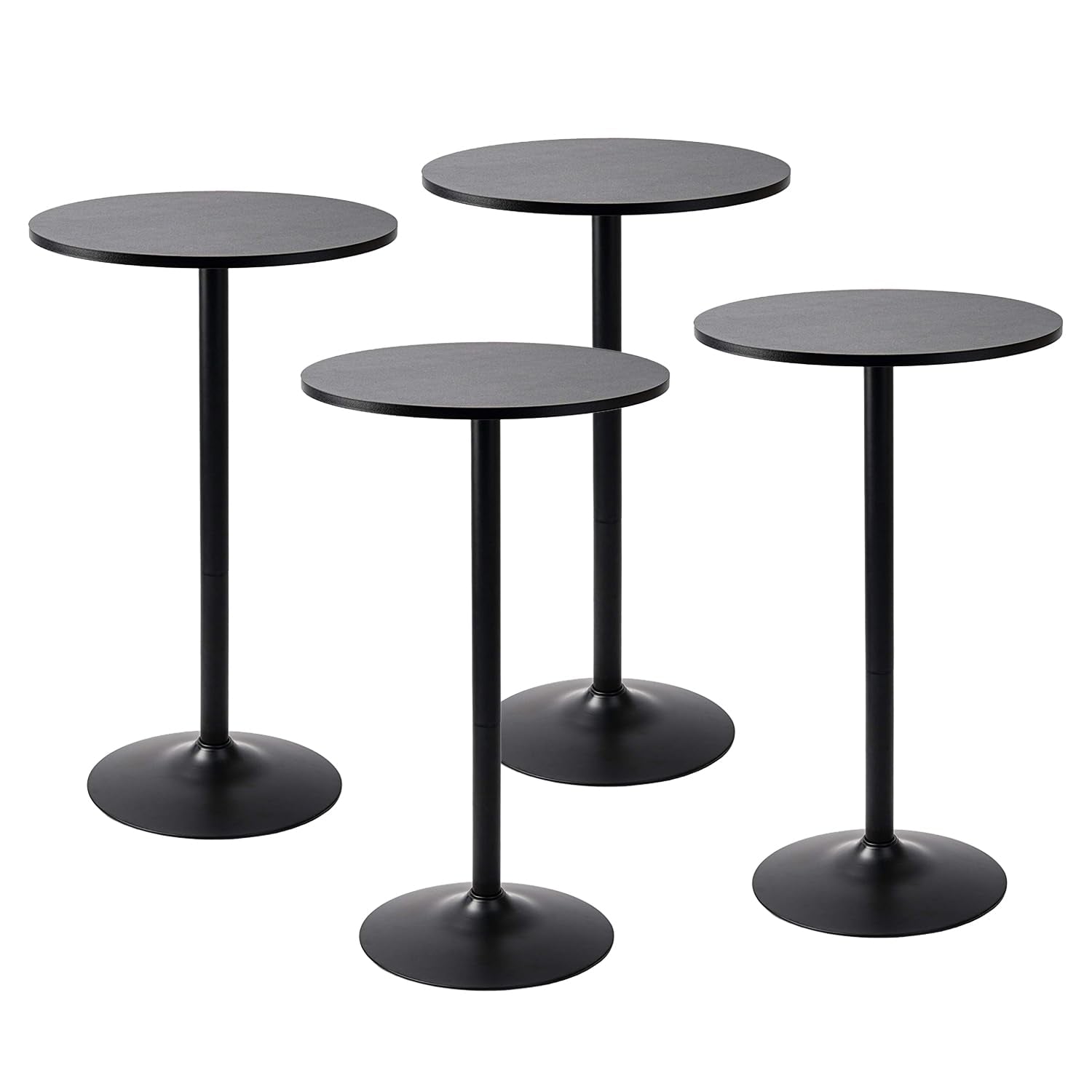 round Bar Height Pub Table, Black, 4Pk