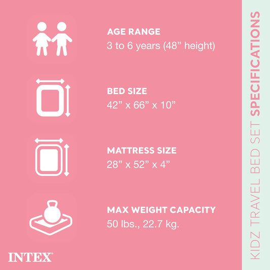 Kids Travel Air Mattress Inflatable Bed with Raised Sides and Hand Pump - Portable Blow-Up Toddler Traveler Bed for Children'S Naps or Sleep