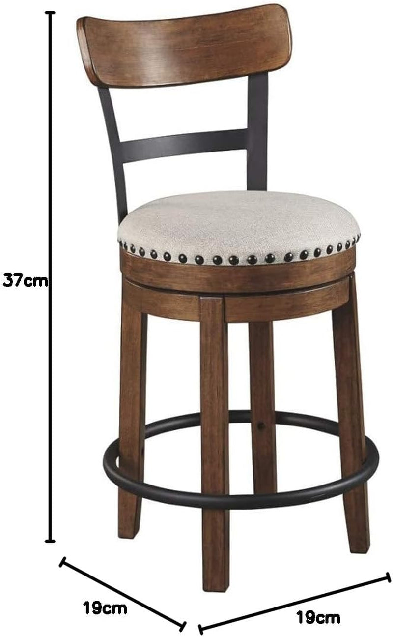 Valebeck Rustic Farmhouse 24.5” Counter Height Swivel Bar Stool, Brown