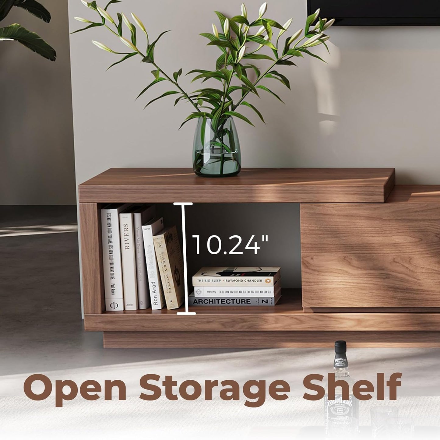 Extendable TV Stand for 65-100 Inches Tvs – Walnut Entertainment Console with 3 Drawers & 1 Storage Compartment, Adjustable Length 68.5''-98.4'' (Walnut, 68.5''-98.4'')