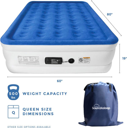 Dream Series Luxury Air Mattress, Comfortcoil Technology, Built-In High Capacity Pump for Home, Camping- Double Height, Adjustable, Inflatable Blow Up, Portable (Queen Size)