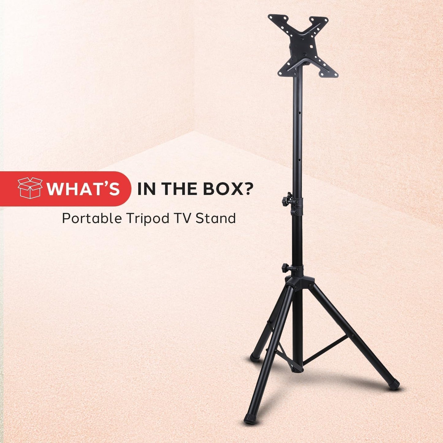Premium LCD Flat Panel TV Tripod Stand, Portable & Foldable TV Mount for LCD/LED Flat Screen Tvs up to 32", Adjustable Height, 88.8 Lbs Capacity, VESA 100X200/200X200 - (PTVSTNDPT3215)