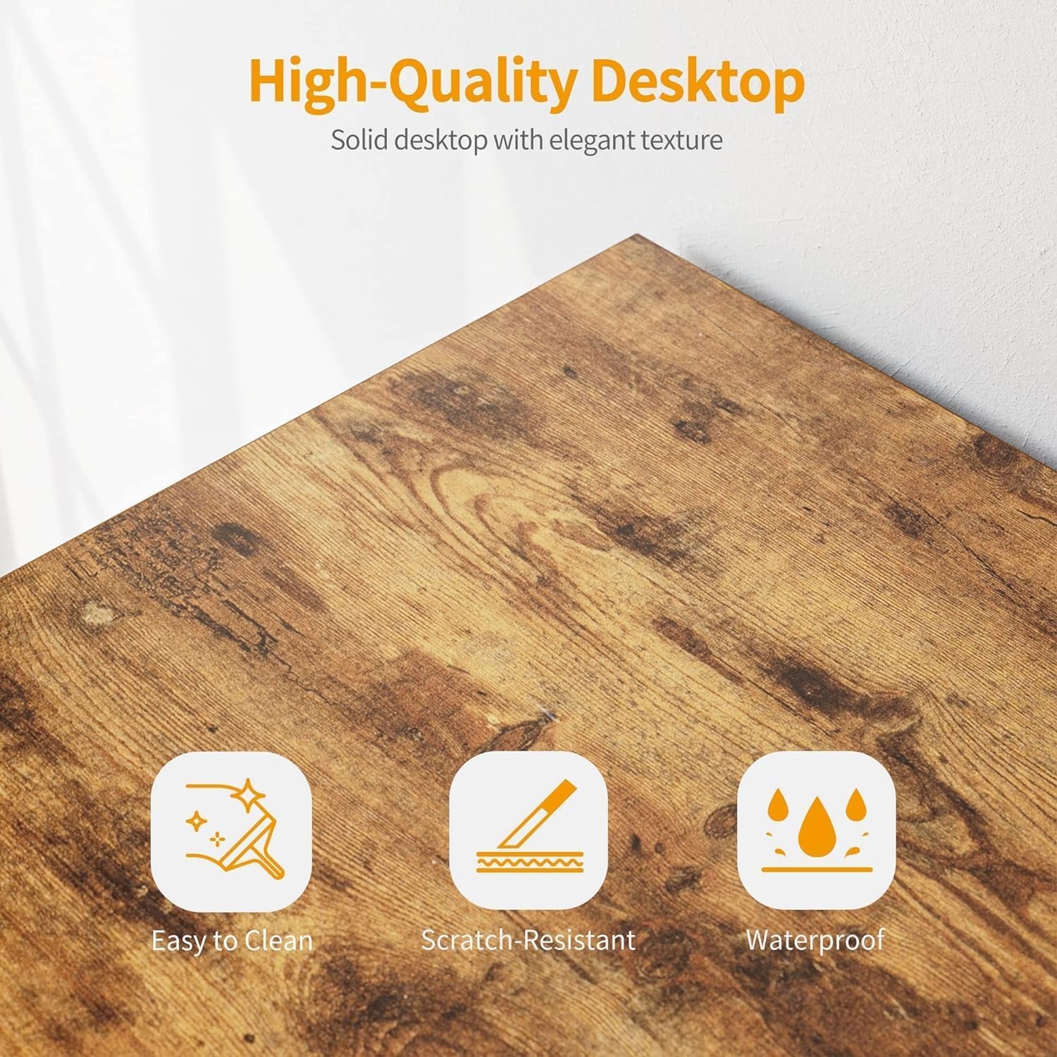 Computer Desk with Keyboard Tray, 47 Inch Office Desk with Monitor Stand and Storage Shelves, Music Studio Desk Workstation, Work Table for Home Office, Rustic Brown