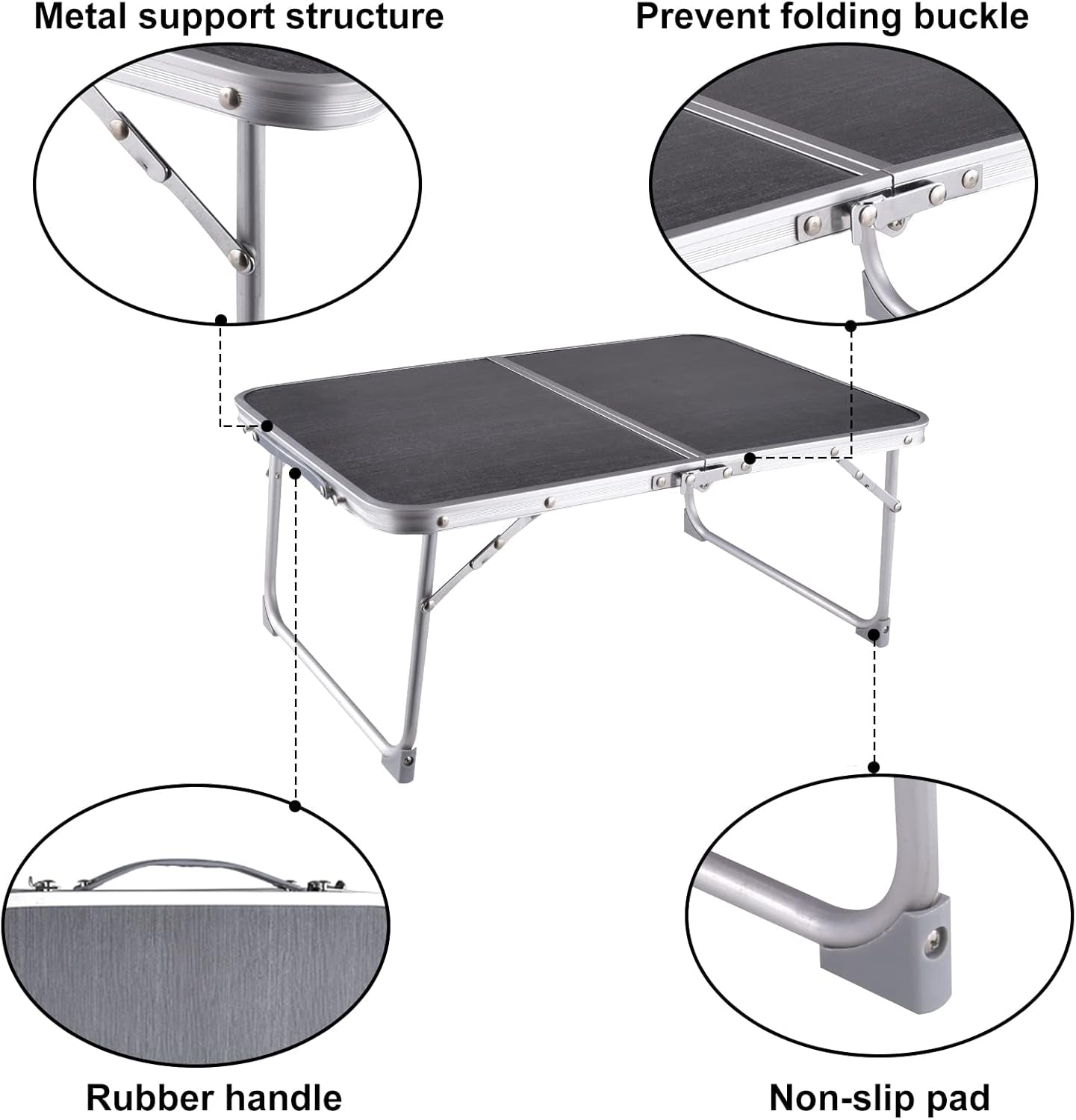Foldable Laptop and Bed Table with Storage, Portable Mini Lap Desk for Legs, Ideal for Study, Reading, Picnic, Breakfast,And More