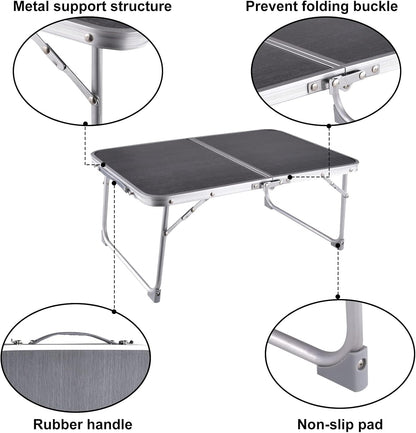 Foldable Laptop and Bed Table with Storage, Portable Mini Lap Desk for Legs, Ideal for Study, Reading, Picnic, Breakfast,And More