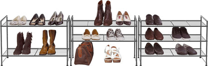 3-Tier Stackable Shoes Rack Storage Shelf, Black