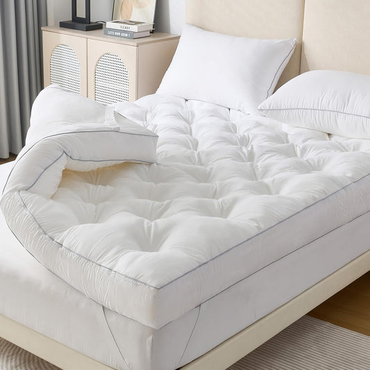 5 Inch Memory Foam Mattress Topper Queen for Back Pain Relief, Extra Thick Gel Memory Foam Bed Topper, Soft Fluffy Supportive Pressure Relief Mattress Pad, 80"X60"