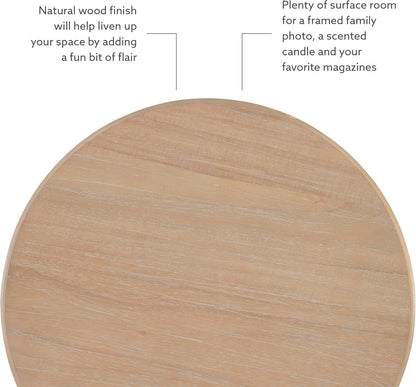 Tarkin round Natural Wood Turned Spindle Pedestal Side Accent Table