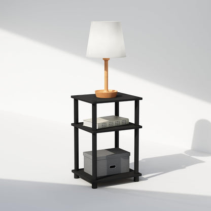 Just 3-Tier Turn-N-Tube Open Storage Nightstand, 1-Pack, Plastic Poles, Americano/Black