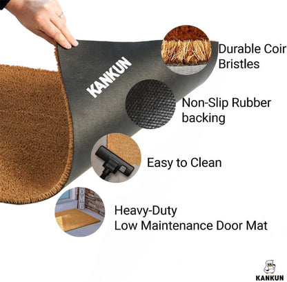 Halloween Coco Coir Door Mat with Heavy Duty Backing, Welcome Doormat (17" X 30"), Doormat Entrance (Welcome1 - Halloween)