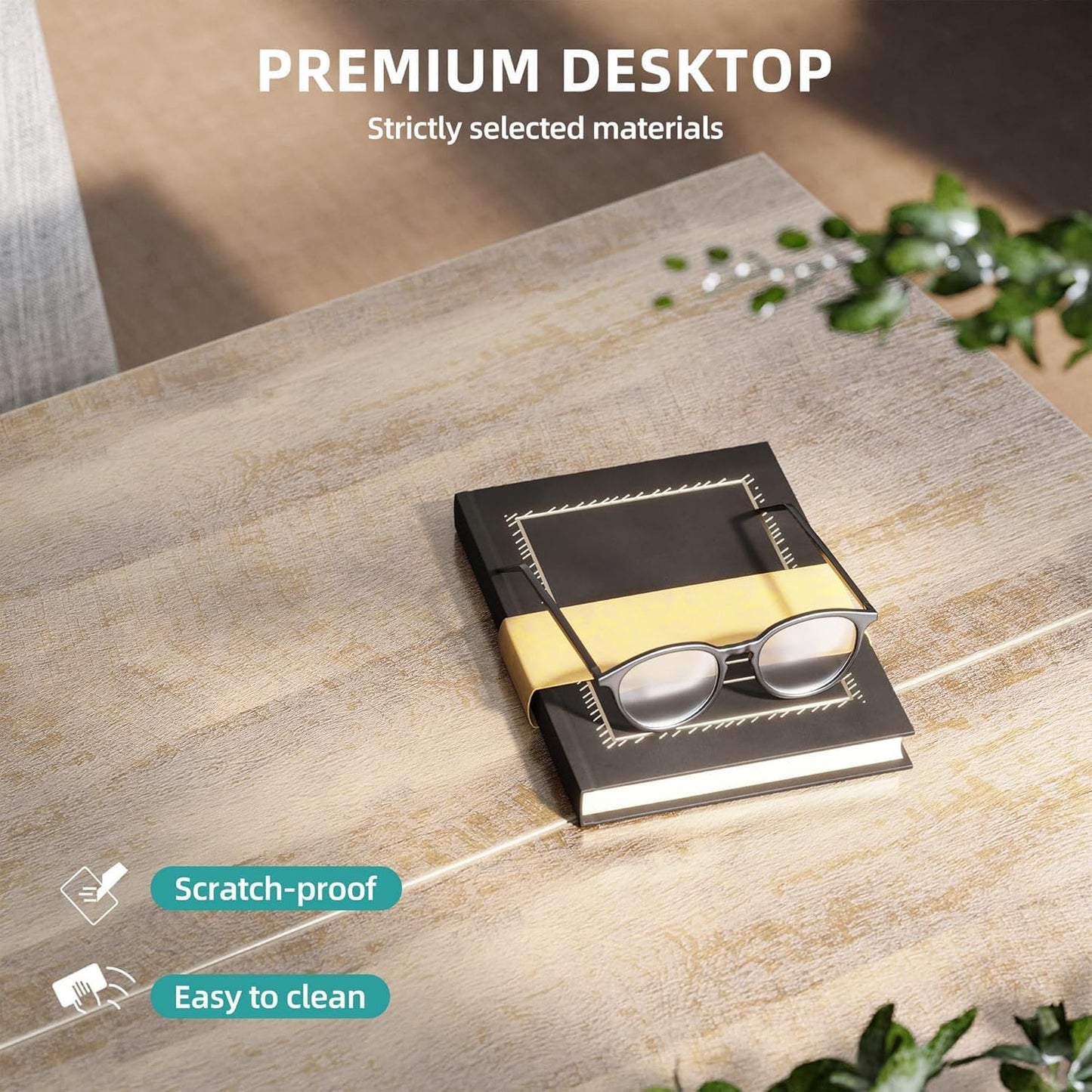 Coffee Table Farmhouse Coffee Table with Storage Rustic Wood Cocktail Table, Square Coffee Tables for Living Meeting Room with Half Open Storage Compartment, Grey Wash