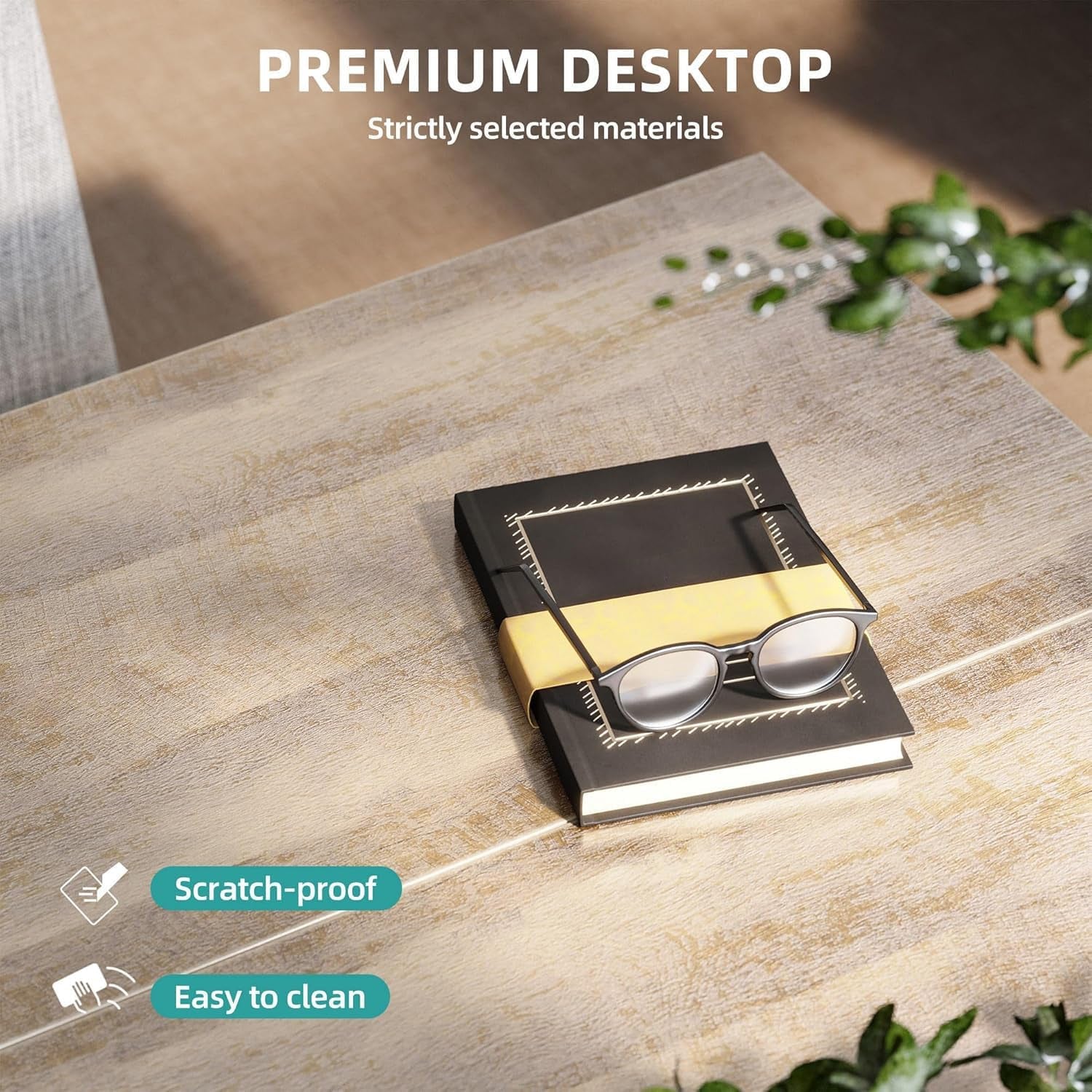 Coffee Table Farmhouse Coffee Table with Storage Rustic Wood Cocktail Table, Square Coffee Tables for Living Meeting Room with Half Open Storage Compartment, Grey Wash