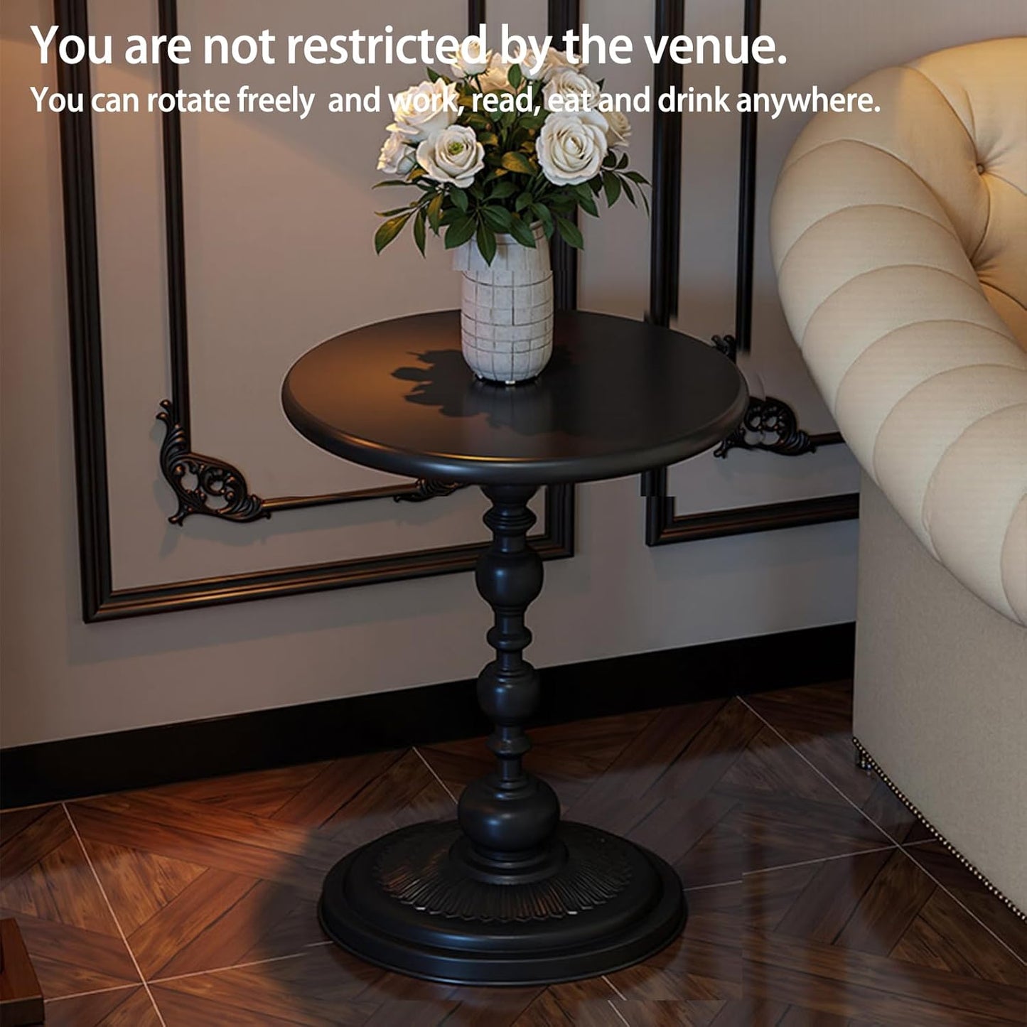 Pedestal Metal round Side Table, Sofa Table, Small TV Tray Table for the Sofa in the Living Room and Bedroom, Bed, Chair, Mini Coffee Table, Headboard Table, 20.47 (H) *13.77 (W)