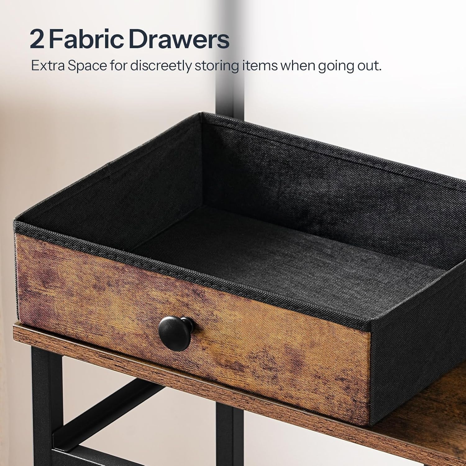 Hall Tree, Entryway Coat and Shoe Rack, 2 Fabric Drawers, Hall Tree with Bench, Shoe and Coat Rack, Coat Rack with Shoe Storage, 4 Tier Shoe Organizer, 9 Hooks, Rustic Brown and Black BF81MT01