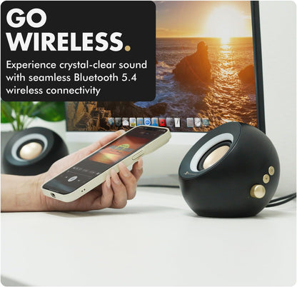 Computer Speakers for Desktop PC - Bluetooth, Aux, and USB Speakers with RGB Lighting for Desk Top, Laptops, Tablet