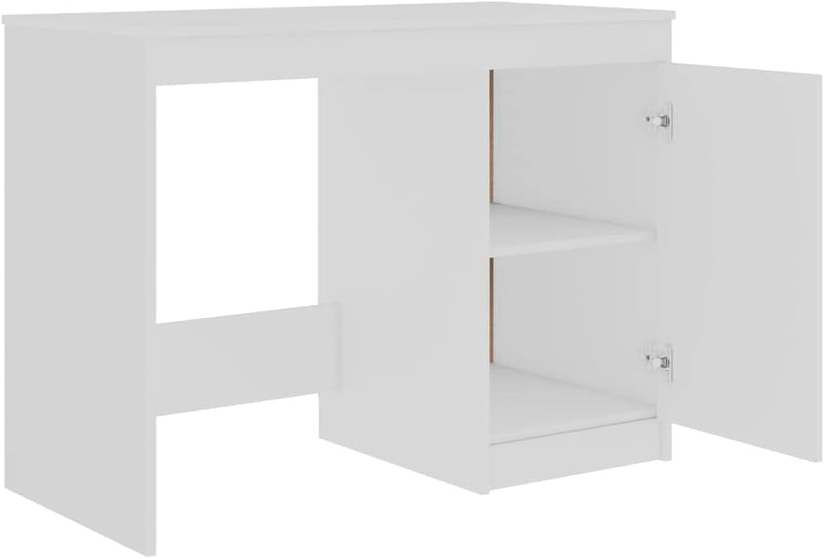 White Engineered Wood Compact Computer Desk, Rectangular Modern Office Desk for Home, Study, Small Spaces, 39.4 X 19.7 Inch Work Table