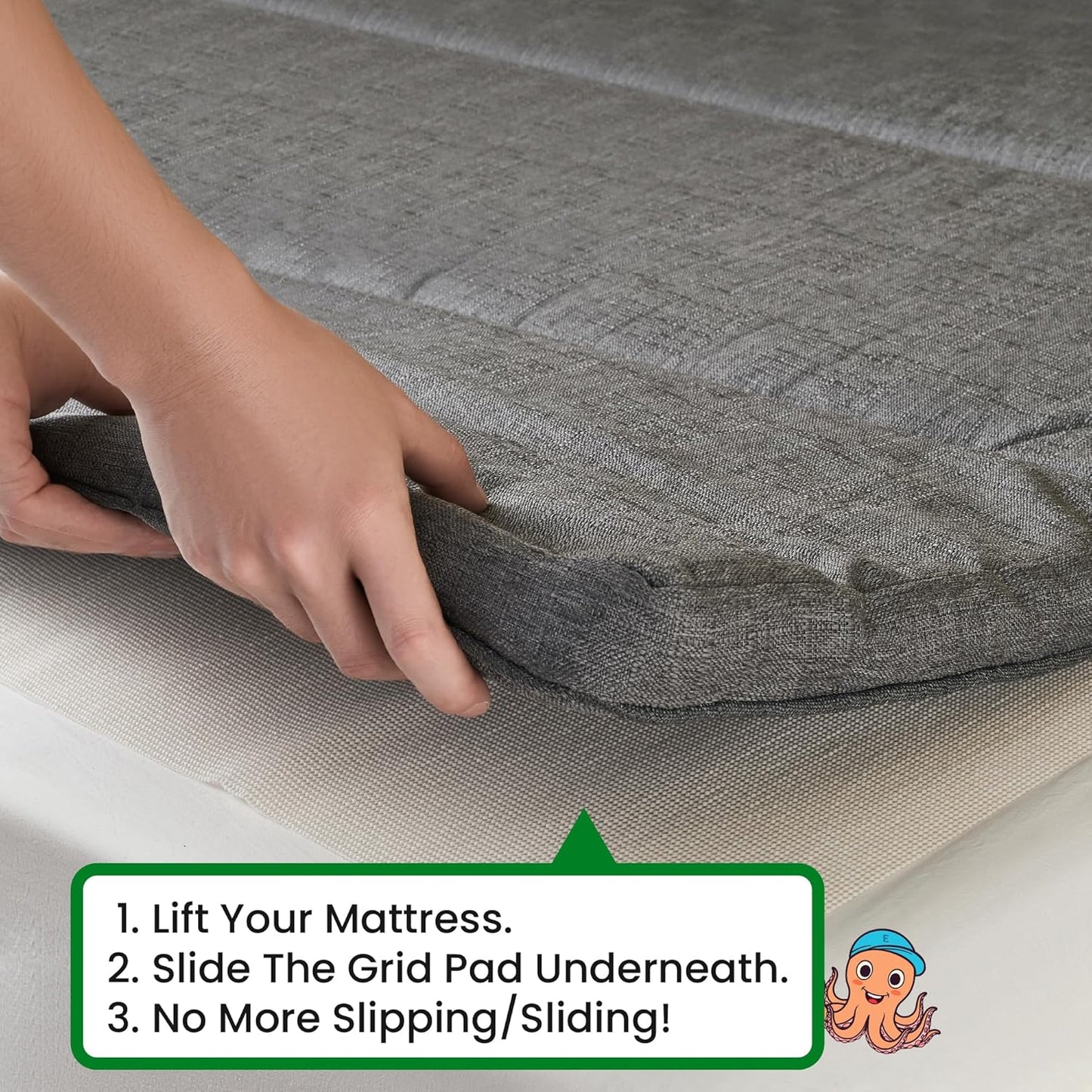 Non Slip Mattress Gripper Pad Stop Mattress, Keep Topper from Sliding - anti Slip Grip Pads Holder Stop Couch Cushion, Sofa Cushions, Patio & Furniture to Prevent Sliding (Queen)