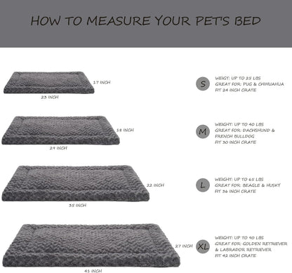 Washable Dog Bed Mat Ultra Soft Dog Crate Pad Comfy Fluffy Pet Kennel Beds Sleeping Mattress for Large Jumbo Medium Small Dogs, 35 X 22 Inch, Gray