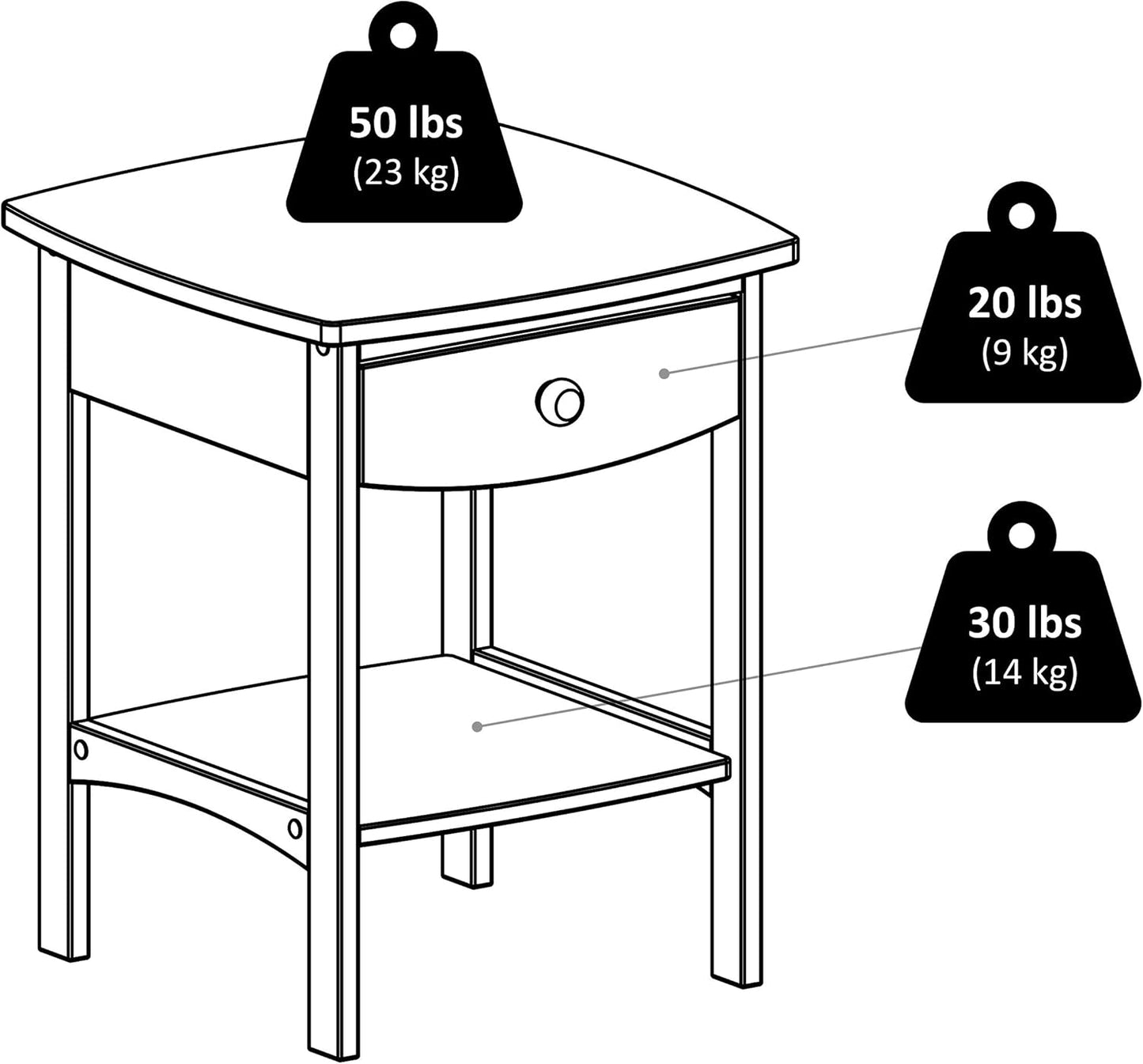 Claire Accent Table, 18 In, Black