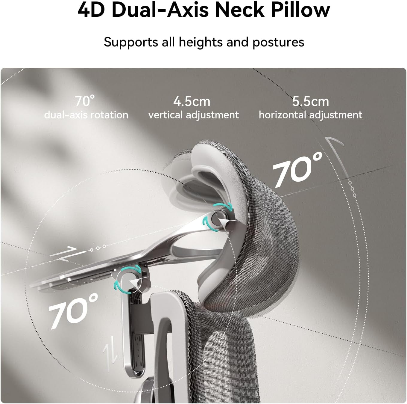 X7 Smart Ergonomic Chair, Office Chair, with Fully Automated Lumbar Tracking, 4D Adjustable Headrest, 720° Adjustable Armrests, Ventilated Seat Cushion, Swivel, Grey