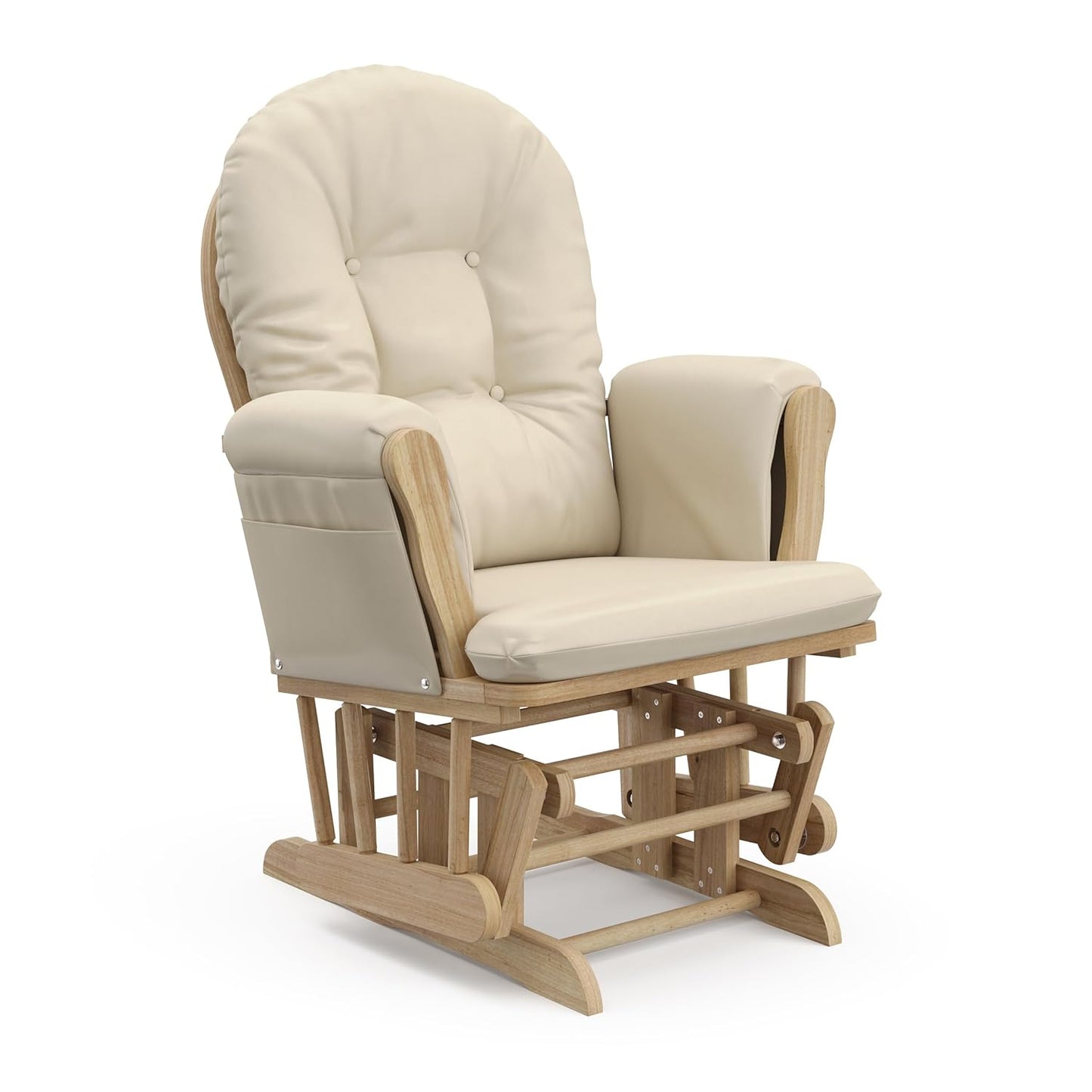 Premium Hoop Glider & Ottoman (Natural/Beige) — GREENGUARD Gold Certified Nursery Glider, Solid Wood Craftsmanship, Smooth-Gliding Nursery Chair and Ottoman, Award-Winning