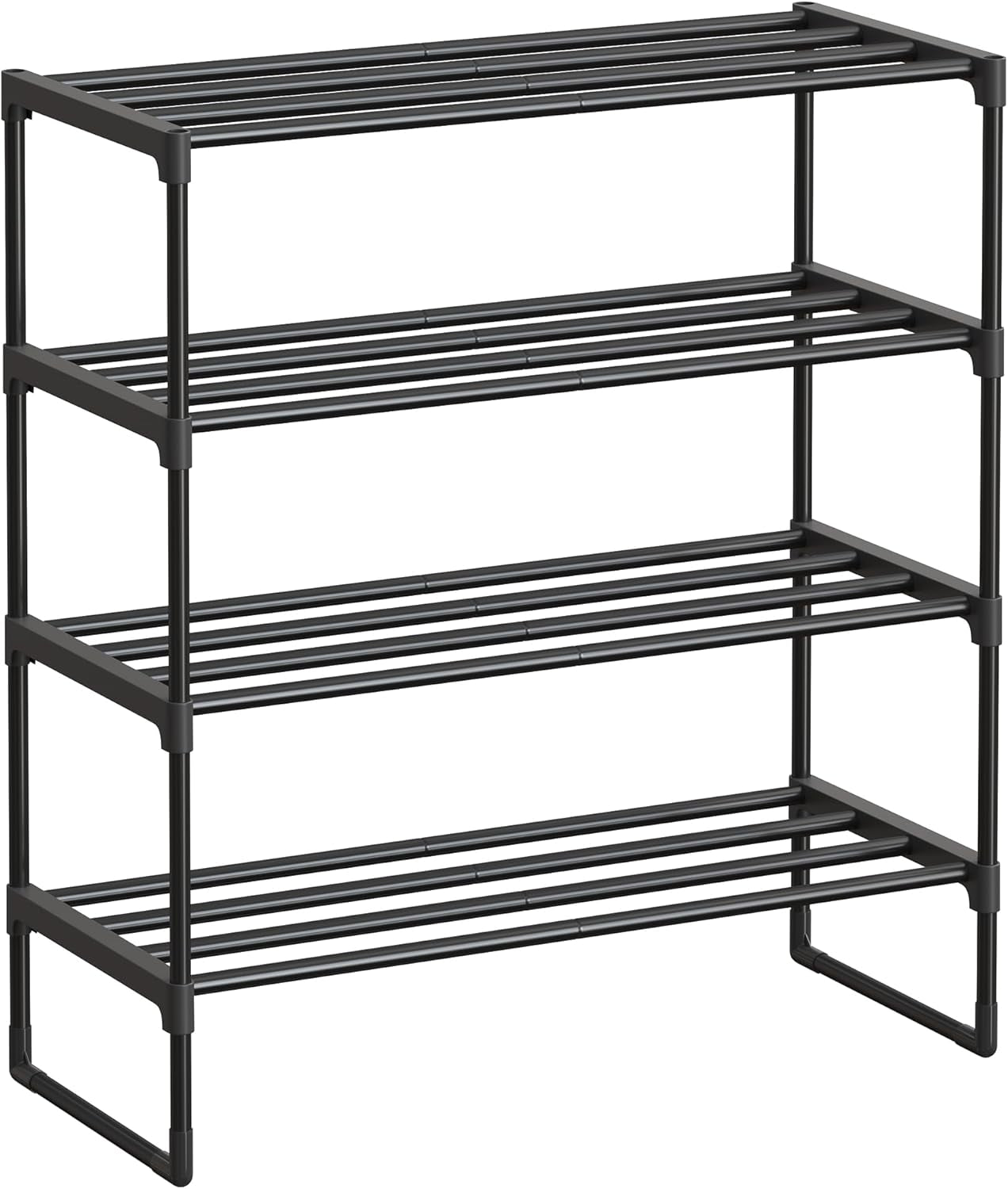 Shoe Rack, 2-Tier Shoe Organizer, Metal Storage Shelf, Upright or Upside Down, for 6-9 Pairs, Stackable, for Entryway, 11.8 X 26.8 X 13.2 Inches, Black ULSA202B01