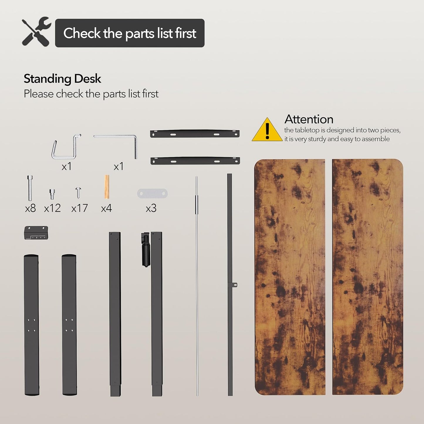 Electric Standing Desk Adjustable Height, 40X24 Inches Sit Stand up Desktop for Home Office, Ergonomic Rising Computer Table with Memory Preset,Rustic Brown