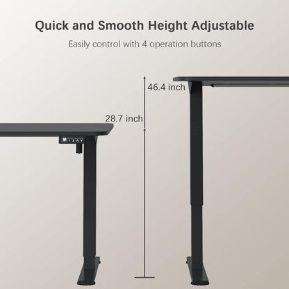 Electric Height Adjustable Standing Desk Large 63 X 24 Inches Sit Stand up Desk Home Office Computer Desk Memory Preset with T-Shaped Metal Bracket, Wood