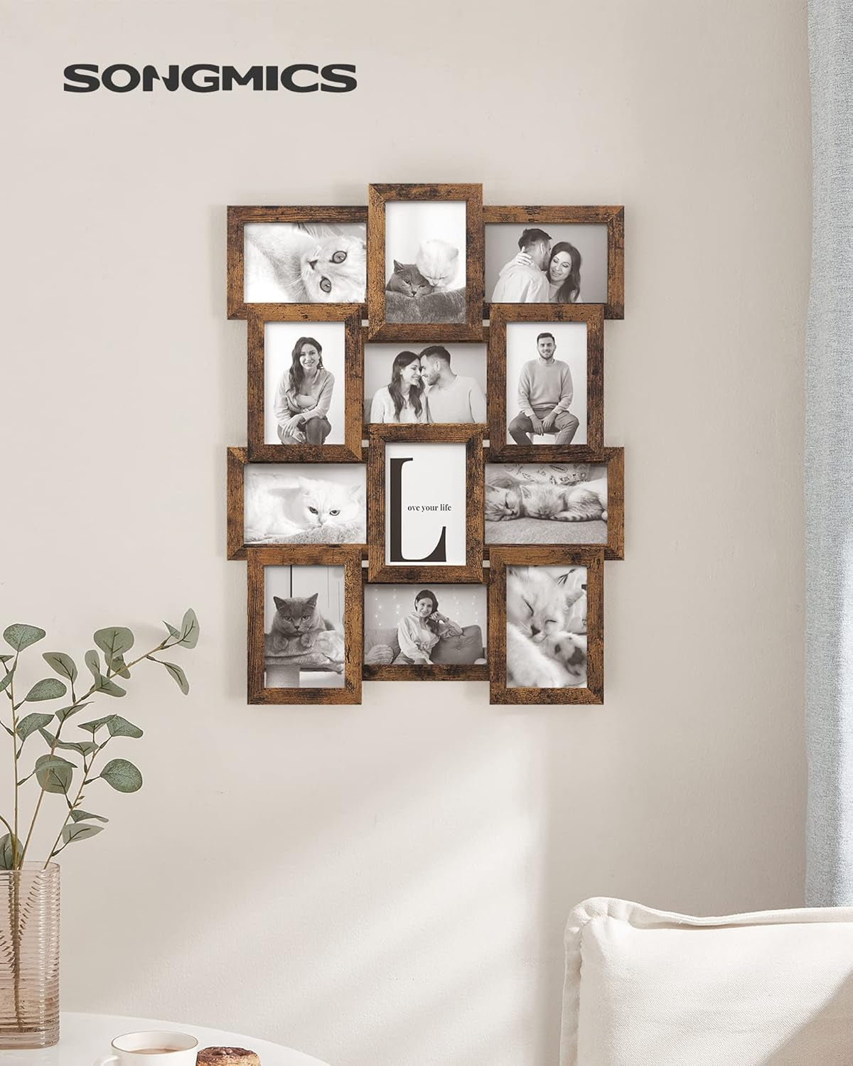 Collage Picture Frames, 4X6 for Wall Decor, Multi Family Photo for Gallery Decor, Hanging Display, Set of 12, Rustic Brown URPF026X01