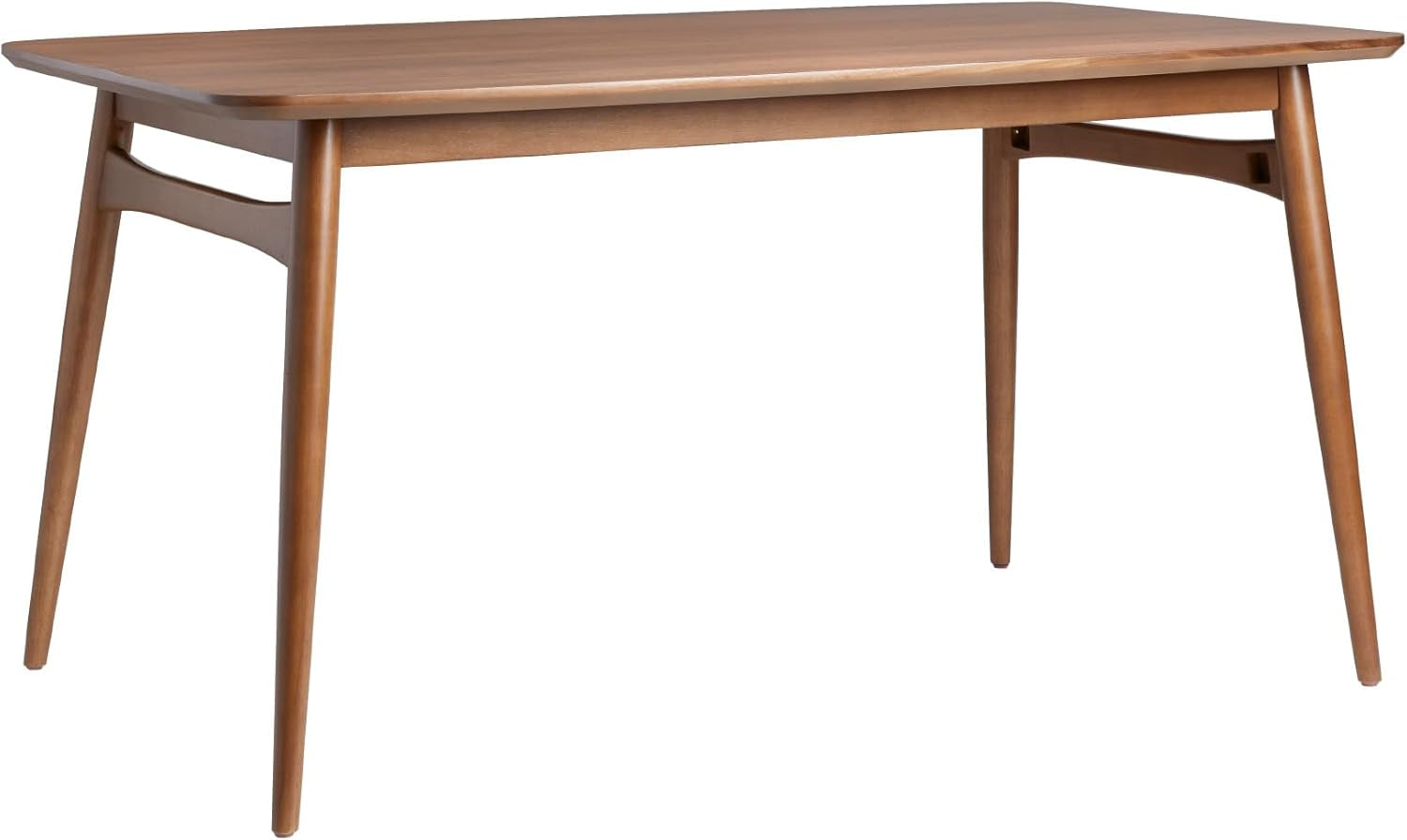 Mid-Century Modern Solid Wood Tapered-Leg Dining Table, 59 Inch, Walnut