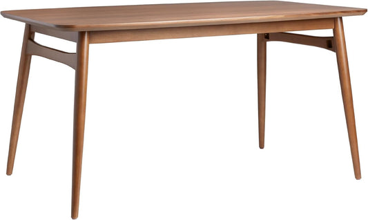 Mid-Century Modern Solid Wood Tapered-Leg Dining Table, 59 Inch, Walnut