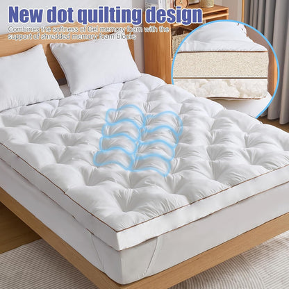 4 Inch Memory Foam Mattress Topper King for Back Pain Relief, Filled with Breathable Gel Memory Foam, Fluffy Comfort Supportive Pillow Top Mattress Topper, 80X78X4In